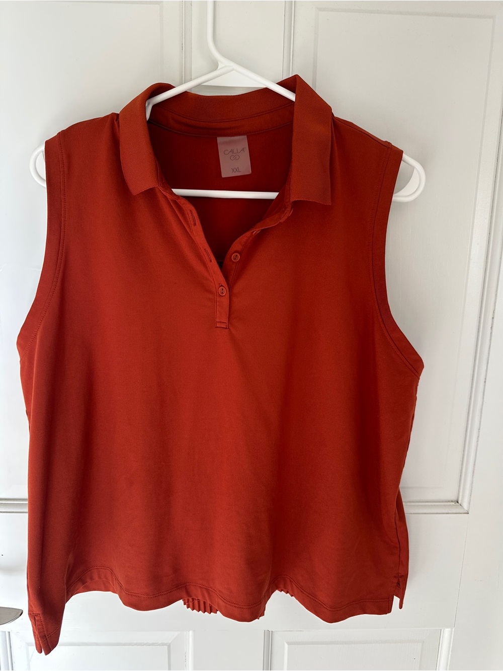 CALIA Renew Sleeveless Golf Polo Shirt Rust Terracotta Orange Top XXL
